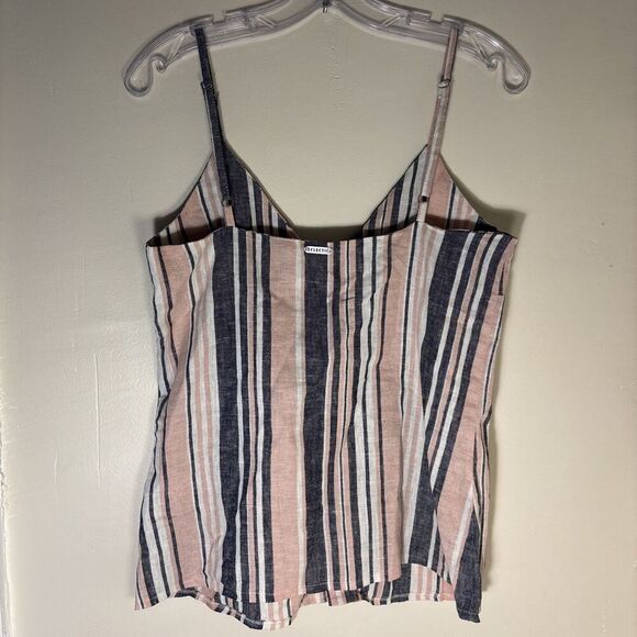 Eclectic Button Front Linen Blend Tank Women's 38 Pink Navy White Stripe NWT - Picture 5 of 12